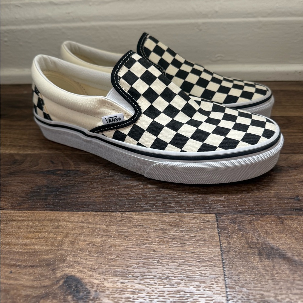 Vans Checkerboard Slip-On Sneakers - Black and White